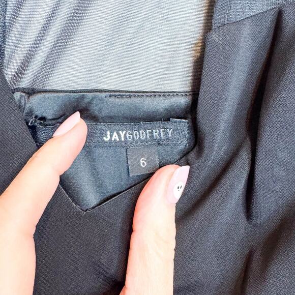 NWT JAYGODFREY Little Black Dress sheer illusion cutouts mini - Picture 4 of 8